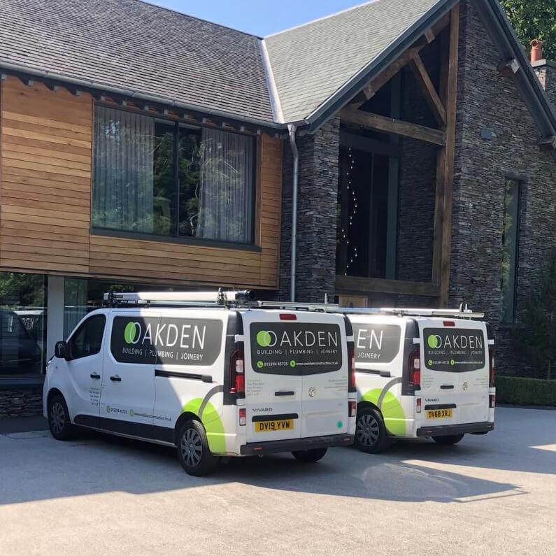 Van with designed livery on sides and rear doors