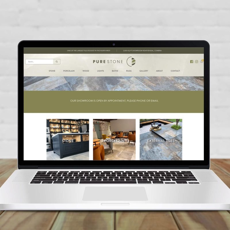 pure stone homepage on the laptop