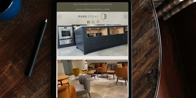 Custom designed pure stone website on ipad