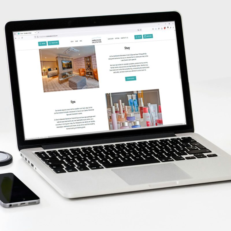 salutation hotel room booking website on laptop